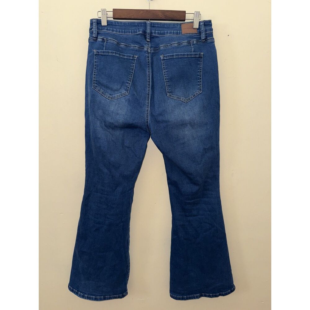Flying Banana High Rise Flare Jeans Size 12S Blue Stretch Denim - Picture 2 of 9